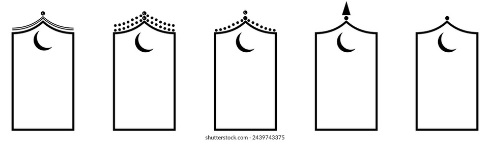 Islamic Arabic arch window and door geometric laser cutting line art template. Traditional design and culture.