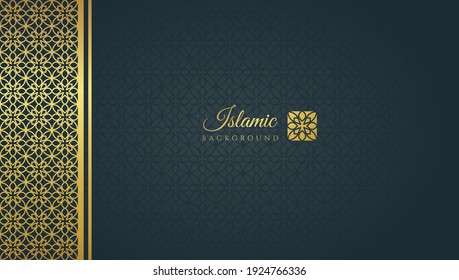 Islamic arabic background with abstract golden elegant luxury border frame. - Vector.
