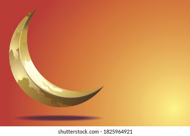 Islamic arabic background for greeting card template- with crescent gold moon - vector eps 10