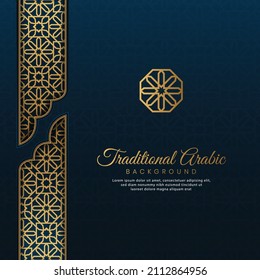 Islamic Arabic Blue Luxury Background with Geometric pattern