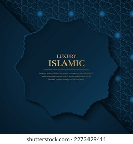 Islamic Arabic Blue Luxury Background with geometric Pattern