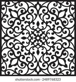 Patrón de láser de cnc árabe islámico. Panel decorativo, paneles de Vector cnc establecidos para el corte por láser, paneles decorativos para el corte por láser, corte CNC. patrón, motivo floral o adorno antiguo.