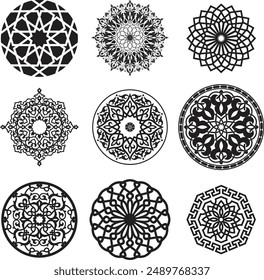 Patrón de láser de cnc árabe islámico. Panel decorativo, paneles de Vector cnc establecidos para el corte por láser, paneles decorativos para el corte por láser, corte CNC. patrón, motivo floral o adorno antiguo.