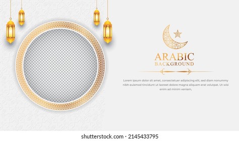 islamic arabic elegant social media post with empty space for photo islamic pattern background