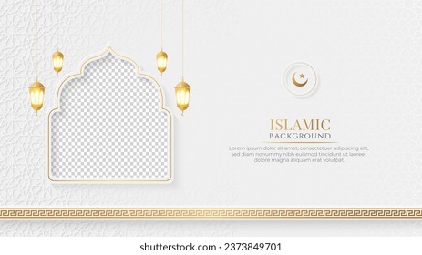 islamic Arabic elegant social media post with empty space for photo Islamic pattern background
