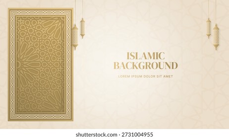 Quadro de fronteira dourada árabe islâmico Fundo de luxo padrão árabe com ornamentos