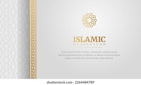 Islamic Arabic Golden Ornament Arabesque Pattern Border Background with Copy Space for Text