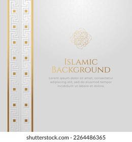 Islamic Arabic Golden Ornament Arabesque Pattern Border Background with Copy Space for Text