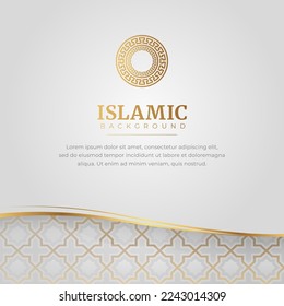 Islamic Arabic Golden Ornament Border Frame Pattern Background with Copy Space