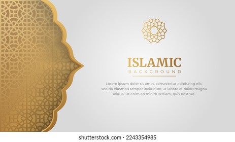 Islamisch-arabisch-goldenes Ornament-Muster Rahmen Elegante Grenzen Hintergrund mit Kopienraum