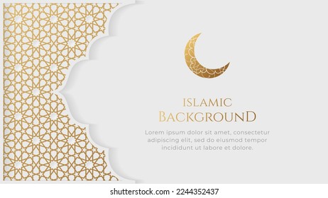Islamic Arabic Golden Ornament Pattern Frame Elegant Borders Background with Copy Space - Shutterstock ID 2244352437