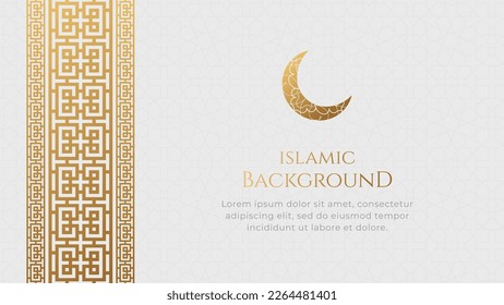 Islamic Arabic Golden Ornament Pattern Borders Background with Copy Space	