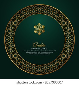 Islamic Arabic Green Luxury Background with Geometric pattern With Circle Shape	