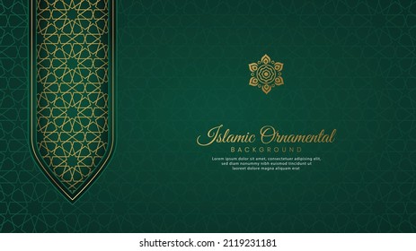Islamic Arabic Green Luxury Background with Geometric pattern and Beautiful Ornament - Shutterstock ID 2119231181