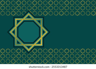 Islamic Arabic Green Luxury Background with Geometric pattern and Beautiful Ornament