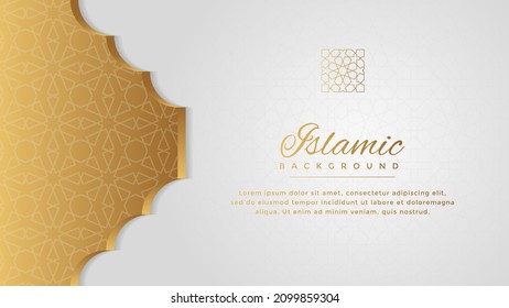 Islamic Arabic Luxury Abstract Background with Arabesque Pattern and Golden Ornament Border Decor