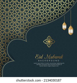Islamic Arabic Luxury Background with Geometric pattern and Beautiful Ornament with Lanterns