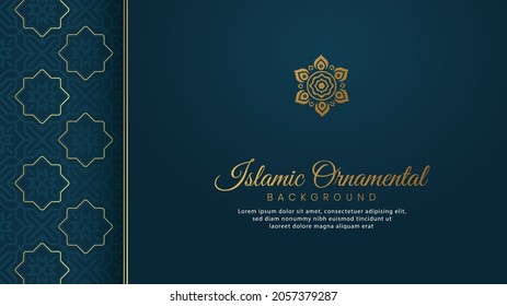 Islamic Arabic Luxury Background Greeting Card Template with Golden Pattern