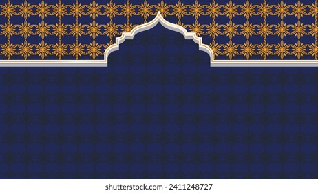 Islamic Arabic Luxury blue Background with Geometric pattern