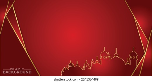 Islamic Arabic luxury gradient background with mosque shilouette for Ramadhan, Ied, etc.