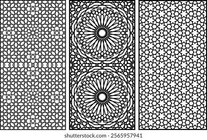 Islamic, arabic moroccan geometric patterns, islamic designs and patterns collection, muslim arabesque geometric patterns, cnc laser cut plazma patterns