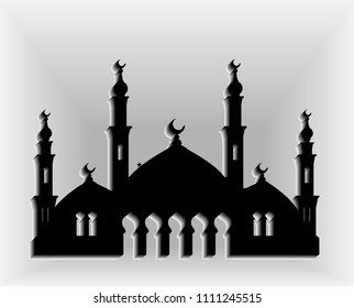 Islamic Arabic Mosque Black Icon - Vector Illustration Isolated 