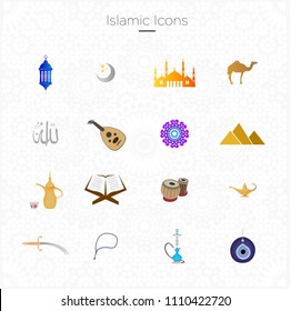 Islamic, Arabic, Oriental Icon Set - Vector Illustration Isolated