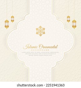 Islamic Arabic Ornamental Pattern White Background With Arabic Style Lanterns and Ornament