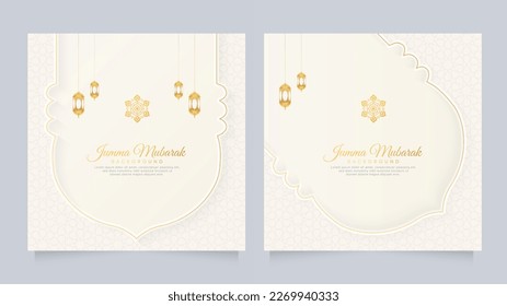 Islamic Arabic Ornamental Pattern White Background With Arabic Style Lanterns and Ornament