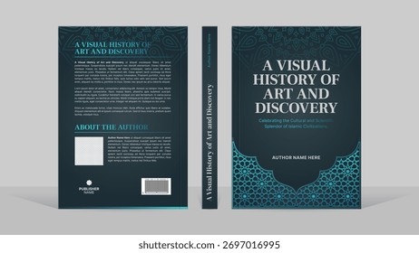 Estilo árabe islâmico Blue Book Cover Template Design com padrão marroquino arabesco