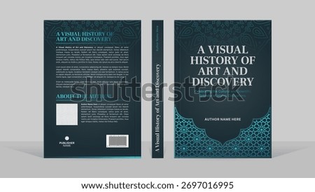 Islamic Arabic Style Blue Book Cover Template Design with Arabesque Moroccan Pattern