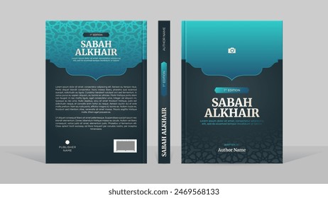 Islamic Arabic Style Book Cover Template Design with Arabesque Moroccan Pattern	