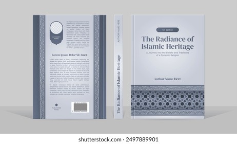 Islamic Arabic Style Book Cover Template Design with Arabesque Moroccan Pattern