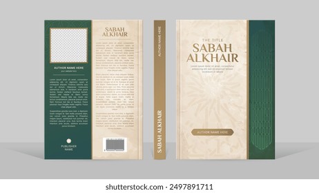 Islamic Arabic Style Book Cover Template Design with Arabesque Moroccan Pattern	