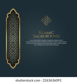 Islamic Arabic Style Golden Ornament Frame Background with Copy Space for Text