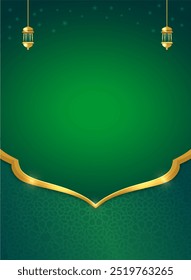 Islamic Arabic Style Golden Ornamental Frame Border Background