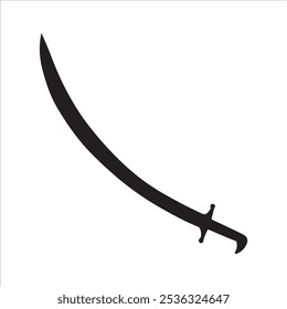 Ilustración vectorial de silueta de espada árabe islámica. Signo de símbolo de icono de espada árabe.