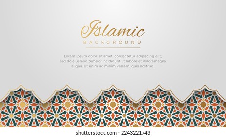 Islamic Arabic White Arabesque Mosaic Pattern Background