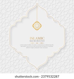 Islamic Arabic White and Golden Luxury Ornamental Background with Arabic Pattern and Decorative Ornament