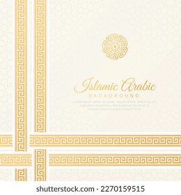 Islamic Arabic White Greek Border Background with Geometric pattern and Ornament