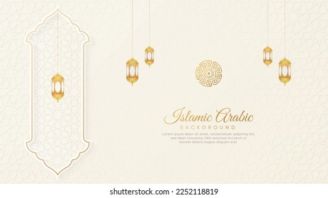 Islamic Arabic White Luxury Background with Geometric pattern and Beautiful Ornament