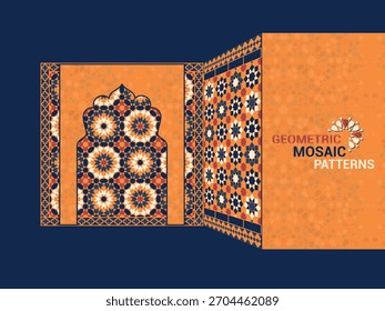 Arco Islâmico Fundo com padrão marroquino mosaico telha - arabesco Arquitetura Islâmica Fundo com Zellige Textura.