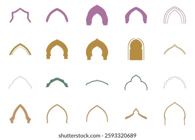 Islamic Arch Decoration Icon Set