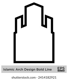 Diseño de arco islámico Línea negrita Contorno de líneas Símbolos de trazo negro lineal Diseño símbolo pictograma ilustración visual