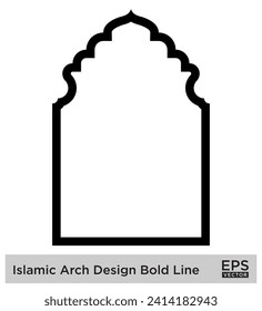 Islamisches Bogendesign Fett Linie Lineare Schwarze Stroke Silhouetten Design Piktogramm visuelle Illustration