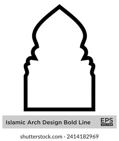 Diseño de arco islámico Línea negrita Contorno de líneas Símbolos de trazo negro lineal Diseño símbolo pictograma ilustración visual