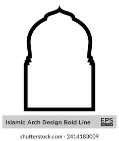 Islamic Arch Design Bold Line Outline Linear Black Stroke silhouettes Design pictogram symbol visual illustration
