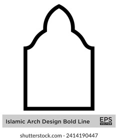 Diseño de arco islámico Línea negrita Contorno de líneas Símbolos de trazo negro lineal Diseño símbolo pictograma ilustración visual
