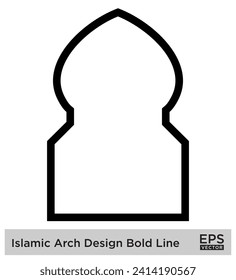 Diseño de arco islámico Línea negrita Contorno de líneas Símbolos de trazo negro lineal Diseño símbolo pictograma ilustración visual
