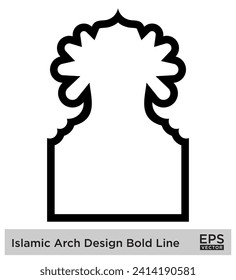 Diseño de arco islámico Línea negrita Contorno de líneas Símbolos de trazo negro lineal Diseño símbolo pictograma ilustración visual